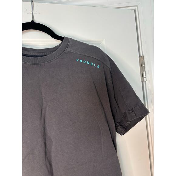 YoungLA Gray Crew Neck T-Shirt Mens Size Small Bodybuilding Gym Fit Minimalist - Picture 2 of 6